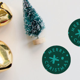 Trendy Modern Handwritten Merry Christmas Sticker ラウンドシール
