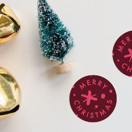 Trendy Modern Handwritten Merry Christmas Sticker ラウンドシール