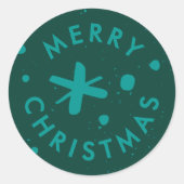 Trendy Modern Handwritten Merry Christmas Sticker ラウンドシール (正面)