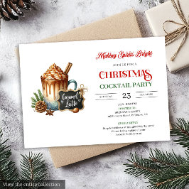 Trendy Modern Holiday Cocktails Party Invitation 招待状