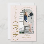 Trendy Modern Minimal Arch Photo Graduation Party 招待状 (正面)