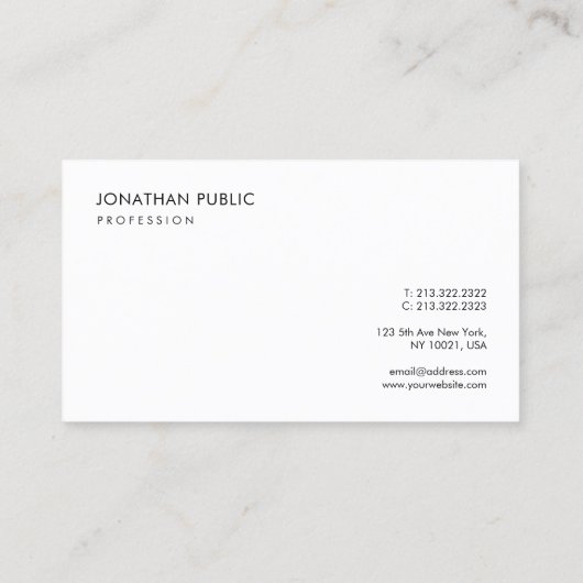 Trendy Modern Minimalist Elegant Design Template 名刺 (裏面)