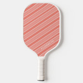 Trendy Modern Monogram Name Orange Striped ピックルボールラケット (裏面)
