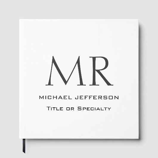 Trendy Modern Monogram Plain Minimalist ゲストブック (正面)