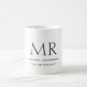Trendy Modern Monogram Plain Minimalist コーヒーマグカップ (中央)