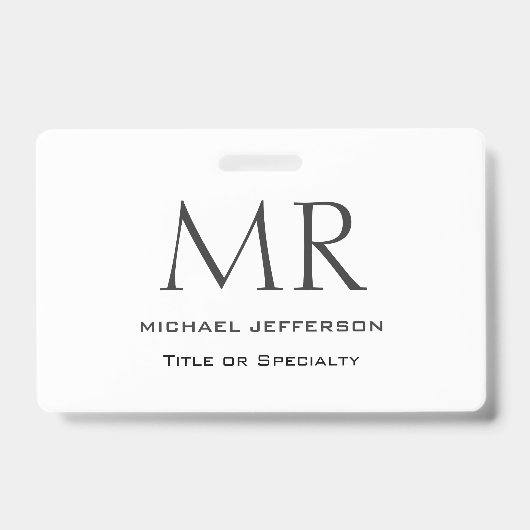 Trendy Modern Monogram Plain Minimalist バッジ (表面)