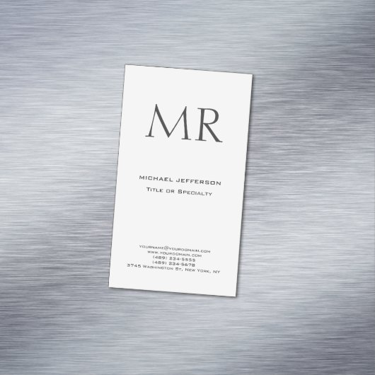 Trendy Modern Monogram Plain Minimalist マグネット名刺 (インサイチュ)