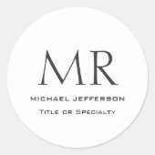 Trendy Modern Monogram Plain Minimalist ラウンドシール (正面)