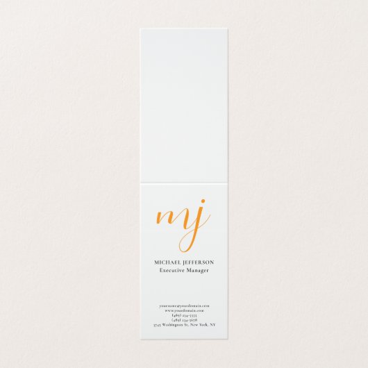 Trendy Modern Monogrammed Plain Black & White 名刺 (外部フラット)