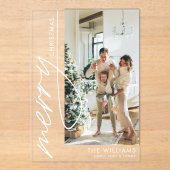 Trendy Modern Photo Christmas Card アクリル招待状 (正面)