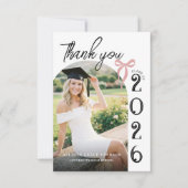 Trendy Modern Photo Graduation サンキューカード (正面)