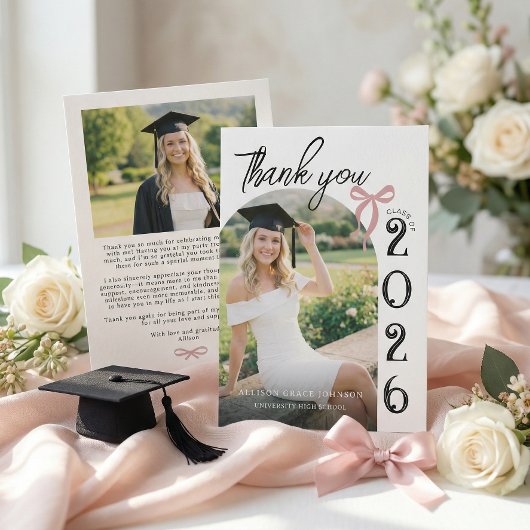Trendy Modern Photo Graduation サンキューカード
