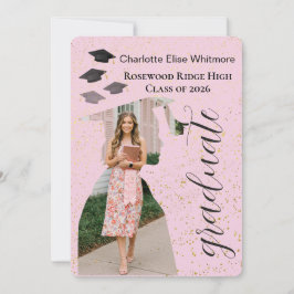 Trendy Modern Photo Graduation Invitation card 招待状