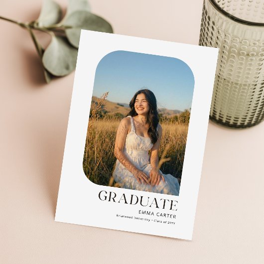 Trendy Modern Photo Graduation Party Invitation ポストカード