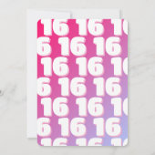 Trendy Modern Pink Gradient 16th Birthday 招待状 (裏面)