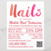 Trendy Modern Pink Nail Technician, Nail Salon チラシ (正面)