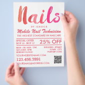 Trendy Modern Pink Nail Technician, Nail Salon チラシ (手)