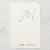 Trendy modern plain simple handwriting monogram 便箋 (正面/裏面)