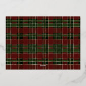 Trendy Modern Red and Green Tartan Christmas Photo 箔シーズンカード (裏面)
