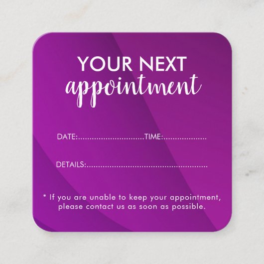 Trendy Modern Salon Appointment Reminder Card 予約カード (正面)