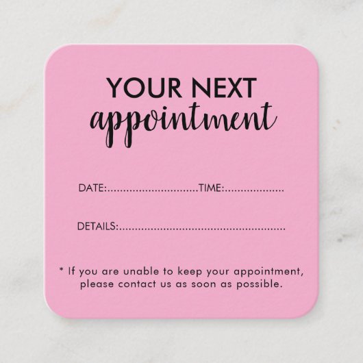 Trendy Modern Salon Appointment Reminder Card 予約カード (正面)