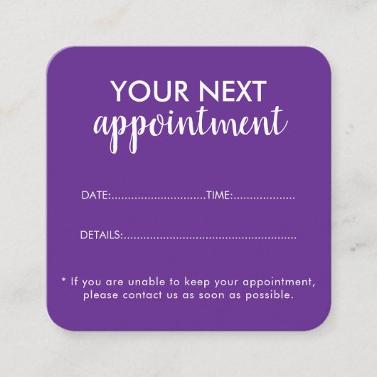 Trendy Modern Salon Appointment Reminder Card 予約カード (正面)