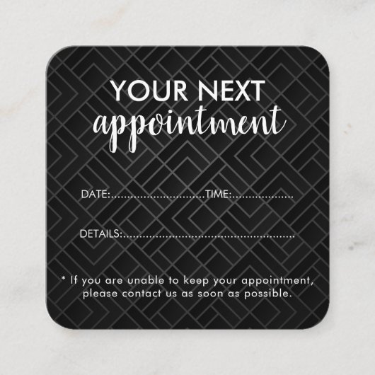 Trendy Modern Salon Appointment Reminder Card 予約カード (正面)
