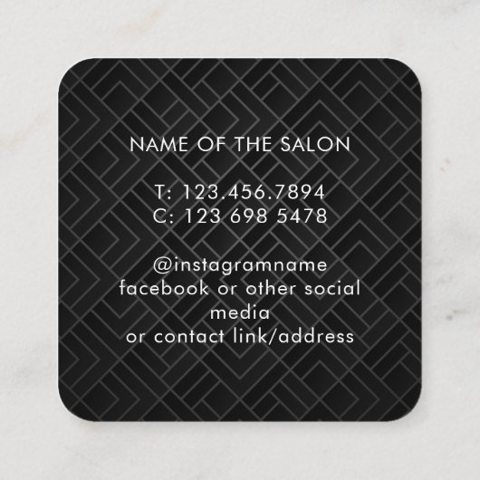 Trendy Modern Salon Appointment Reminder Card 予約カード (裏面)