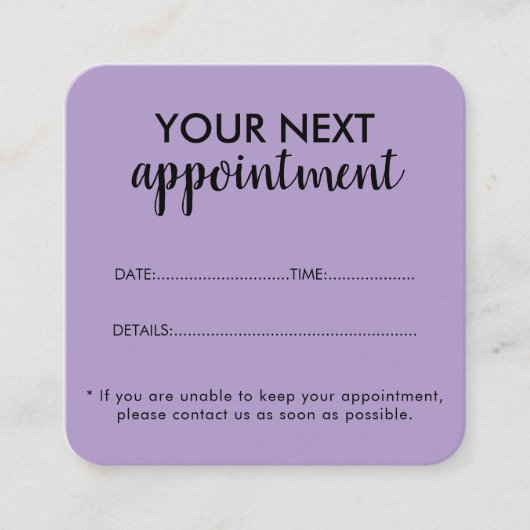 Trendy Modern Salon Appointment Reminder Card 予約カード (正面)