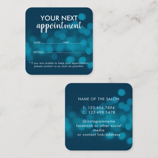 Trendy Modern Salon Appointment Reminder Card 予約カード (正面/裏面)