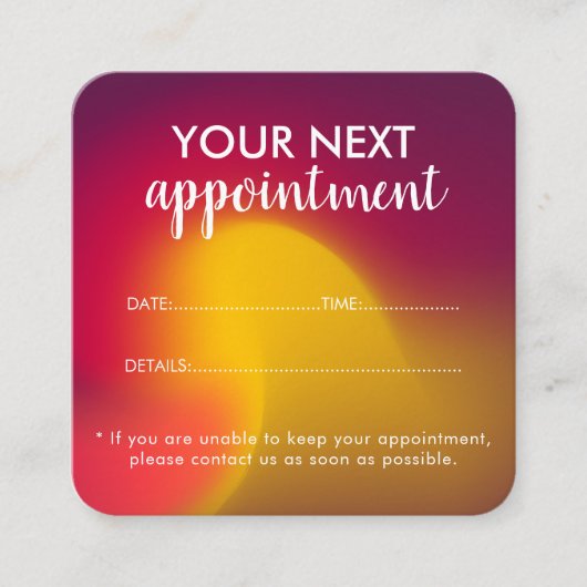 Trendy Modern Salon Appointment Reminder Card 予約カード (正面)
