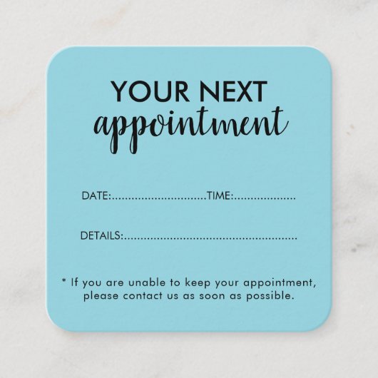 Trendy Modern Salon Appointment Reminder Card 予約カード (正面)