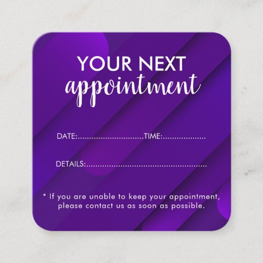 Trendy Modern Salon Appointment Reminder Card 予約カード (正面)