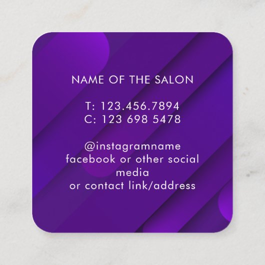 Trendy Modern Salon Appointment Reminder Card 予約カード (裏面)