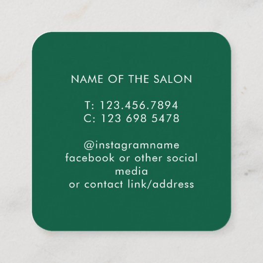 Trendy Modern Salon Appointment Reminder Card 予約カード (裏面)