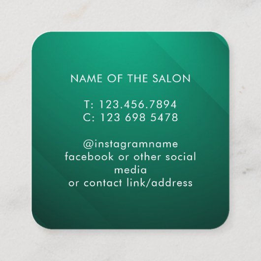 Trendy Modern Salon Appointment Reminder Card 予約カード (裏面)
