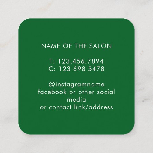 Trendy Modern Salon Appointment Reminder Card 予約カード (裏面)