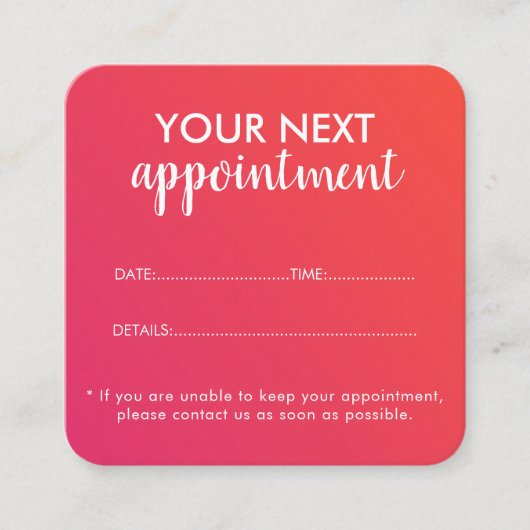 Trendy Modern Salon Appointment Reminder Card 予約カード (正面)