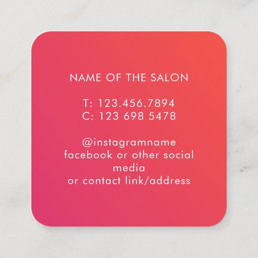 Trendy Modern Salon Appointment Reminder Card 予約カード (裏面)