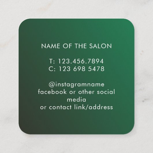 Trendy Modern Salon Appointment Reminder Card 予約カード (裏面)
