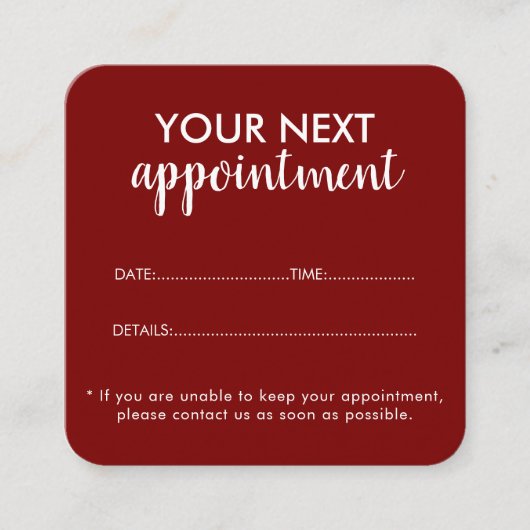 Trendy Modern Salon Appointment Reminder Card 予約カード (正面)