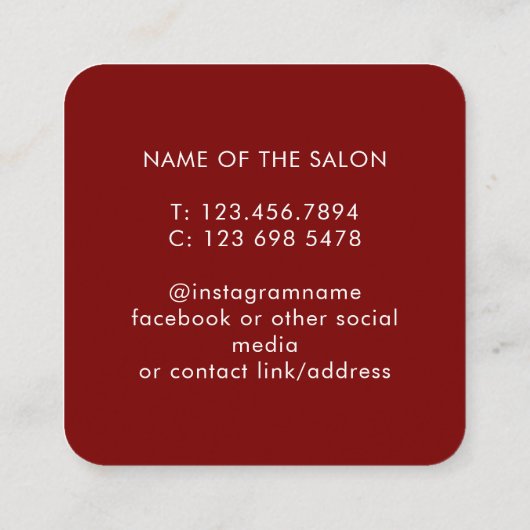 Trendy Modern Salon Appointment Reminder Card 予約カード (裏面)