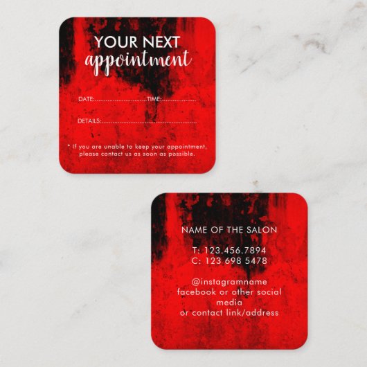 Trendy Modern Salon Appointment Reminder Card 予約カード (正面/裏面)
