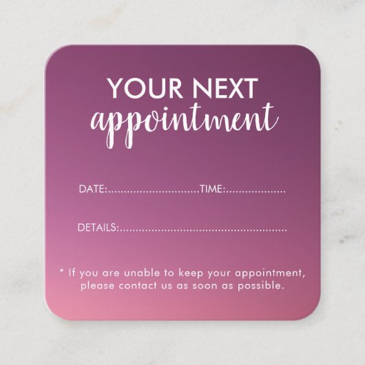Trendy Modern Salon Appointment Reminder Card 予約カード (正面)