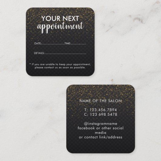 Trendy Modern Salon Appointment Reminder Card 予約カード (正面/裏面)