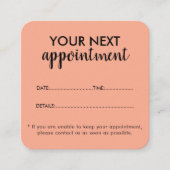 Trendy Modern Salon Appointment Reminder Card 予約カード (正面)