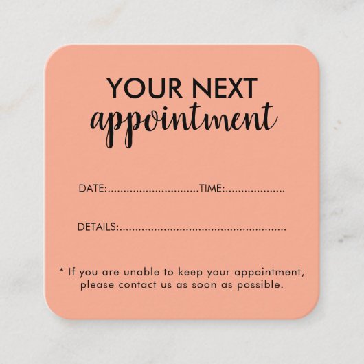 Trendy Modern Salon Appointment Reminder Card 予約カード (正面)