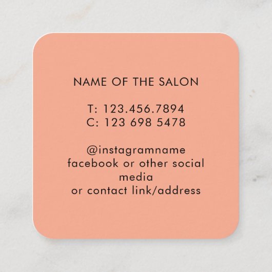 Trendy Modern Salon Appointment Reminder Card 予約カード (裏面)