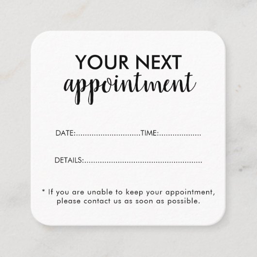 Trendy Modern Salon Appointment Reminder Card 予約カード (正面)