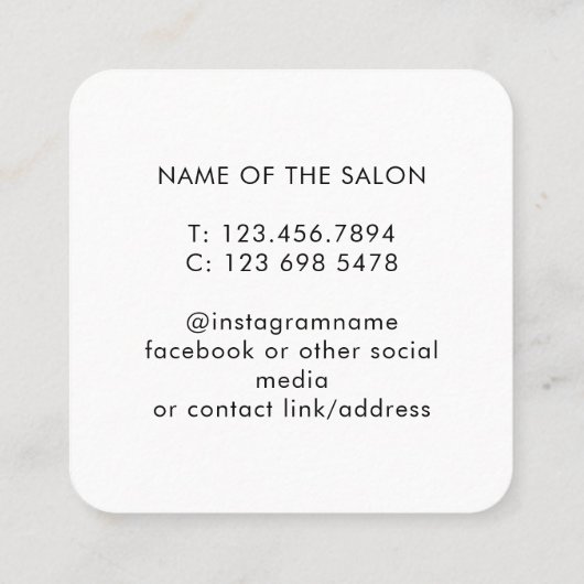 Trendy Modern Salon Appointment Reminder Card 予約カード (裏面)
